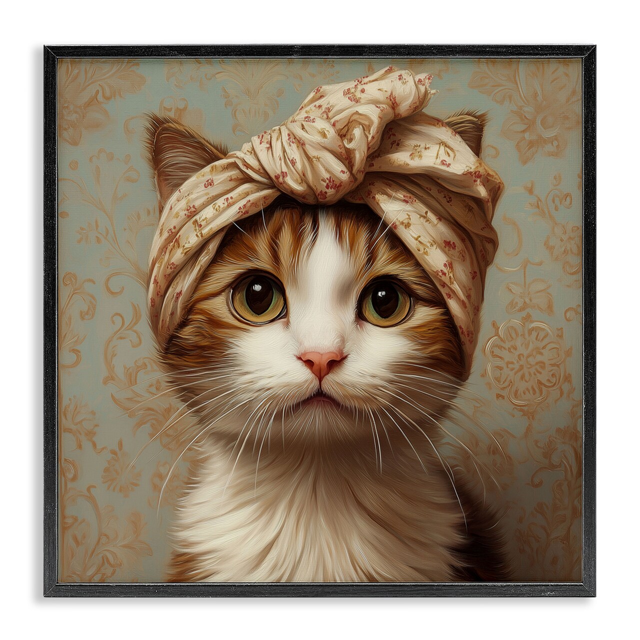Stupell Industries Cat with Fashionable Turban Framed Giclee, design by Jim Baldwin